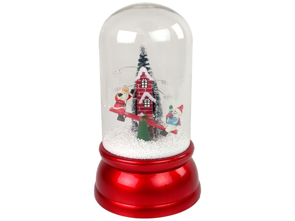 Festlig Snow Globe: Tomte, Snowman, Lights & Carols