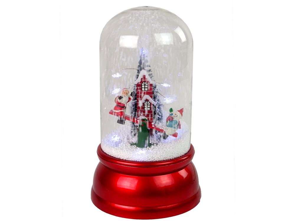 Festlig Snow Globe: Tomte, Snowman, Lights & Carols