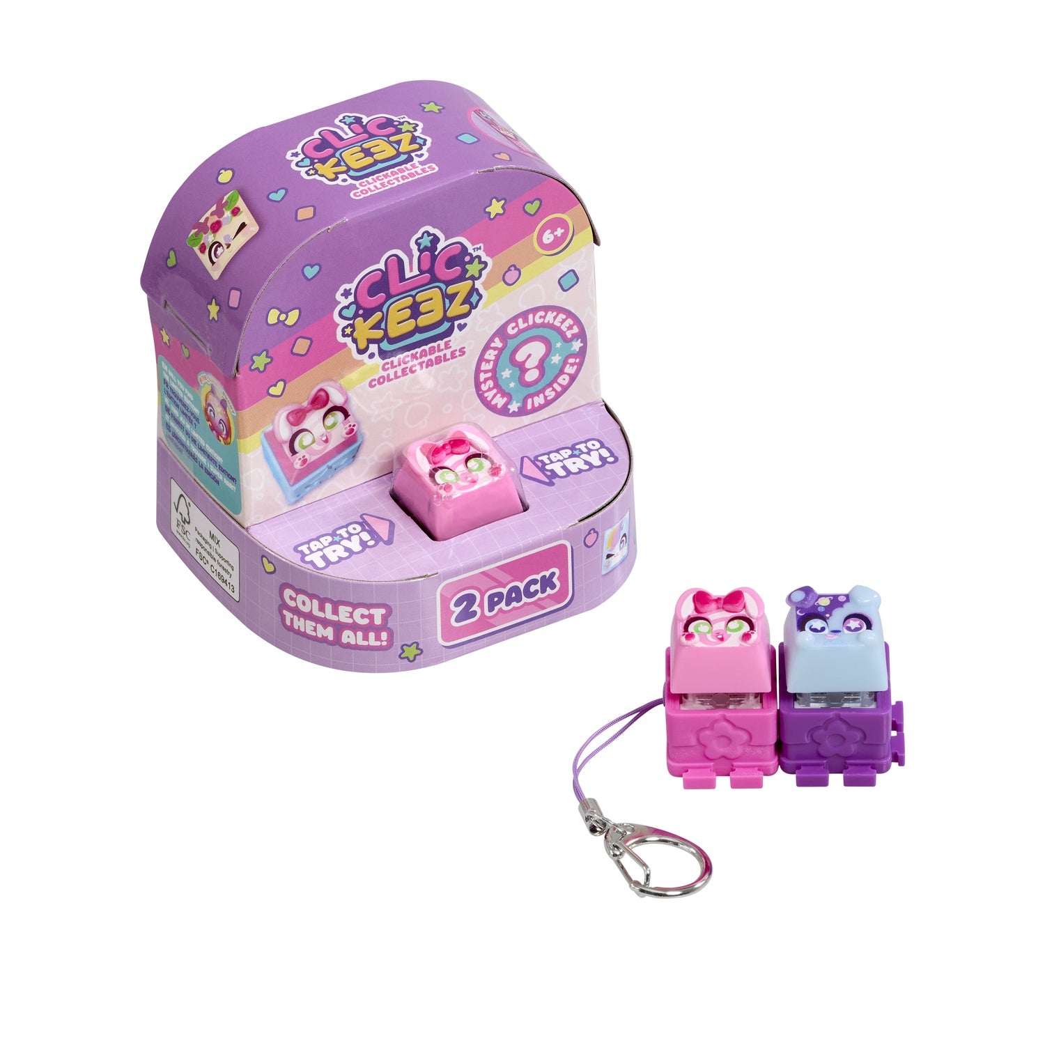 Fidget Nyckelring Dubbelpack, Click & Regular