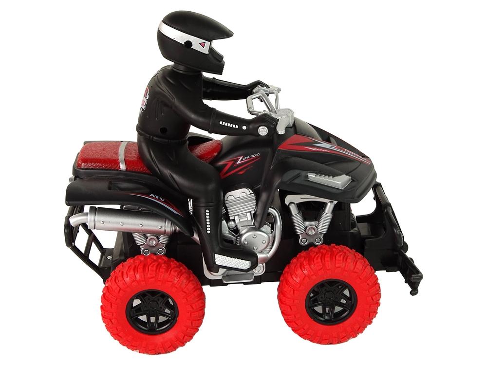 Fjärrstyrd 1:18 Quad med förare och röda hjul