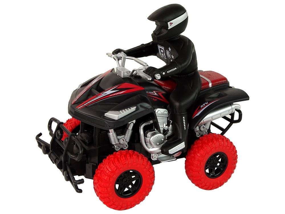 Fjärrstyrd 1:18 Quad med förare och röda hjul