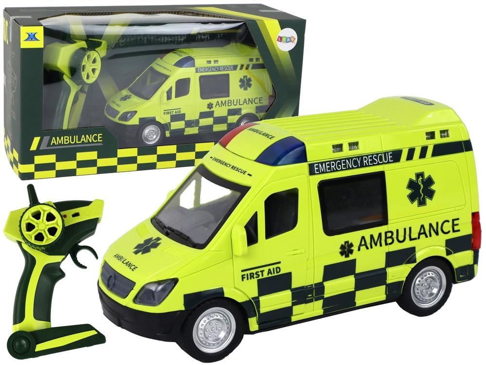 Fjärrstyrd gul ambulans med ljus och ljud