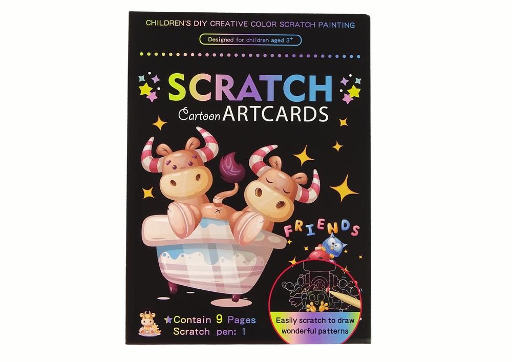 Färgglad Animal Scratch Art Book för barn - 9 roliga scener