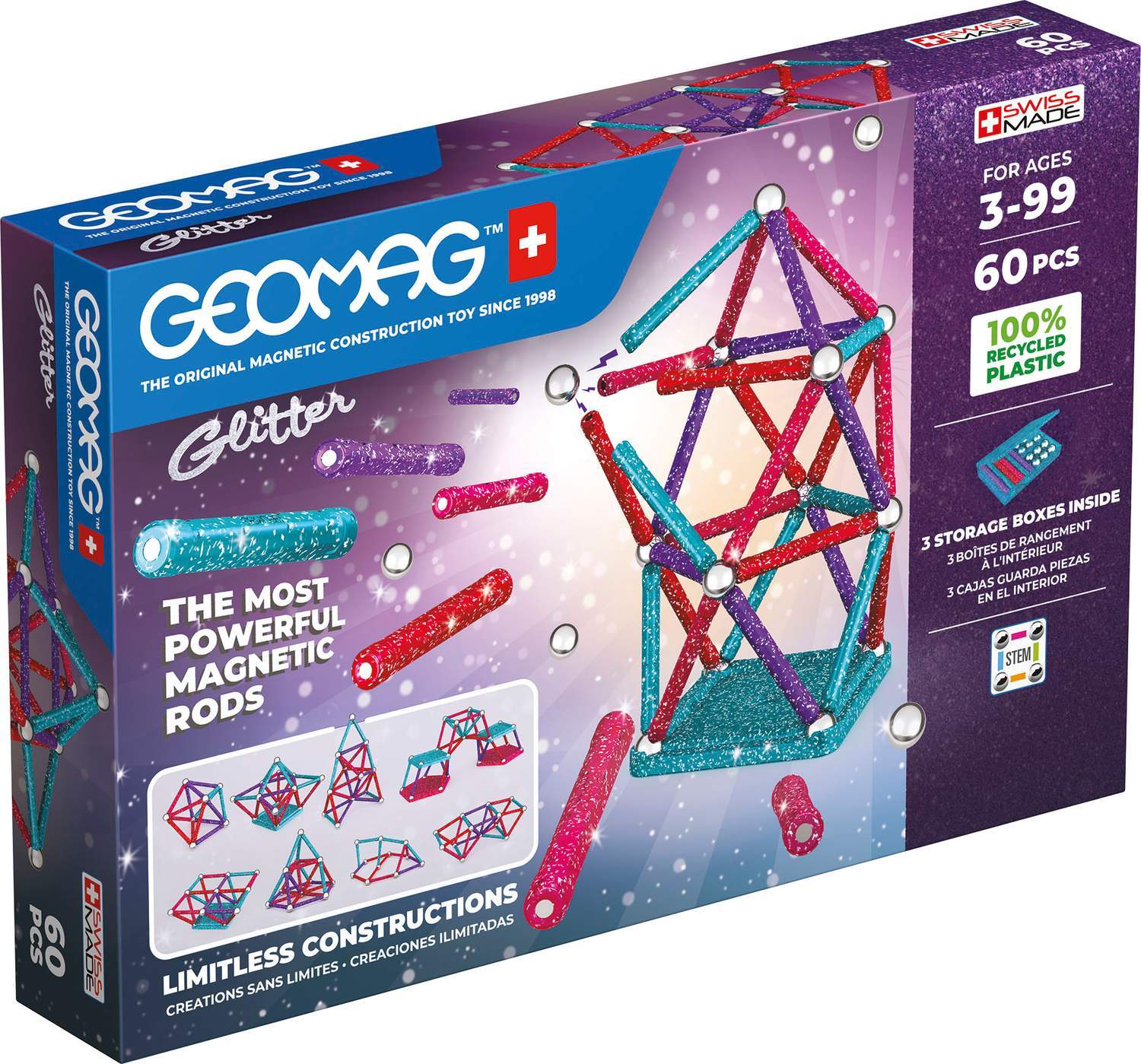 Geomag Glitter 60 Delar