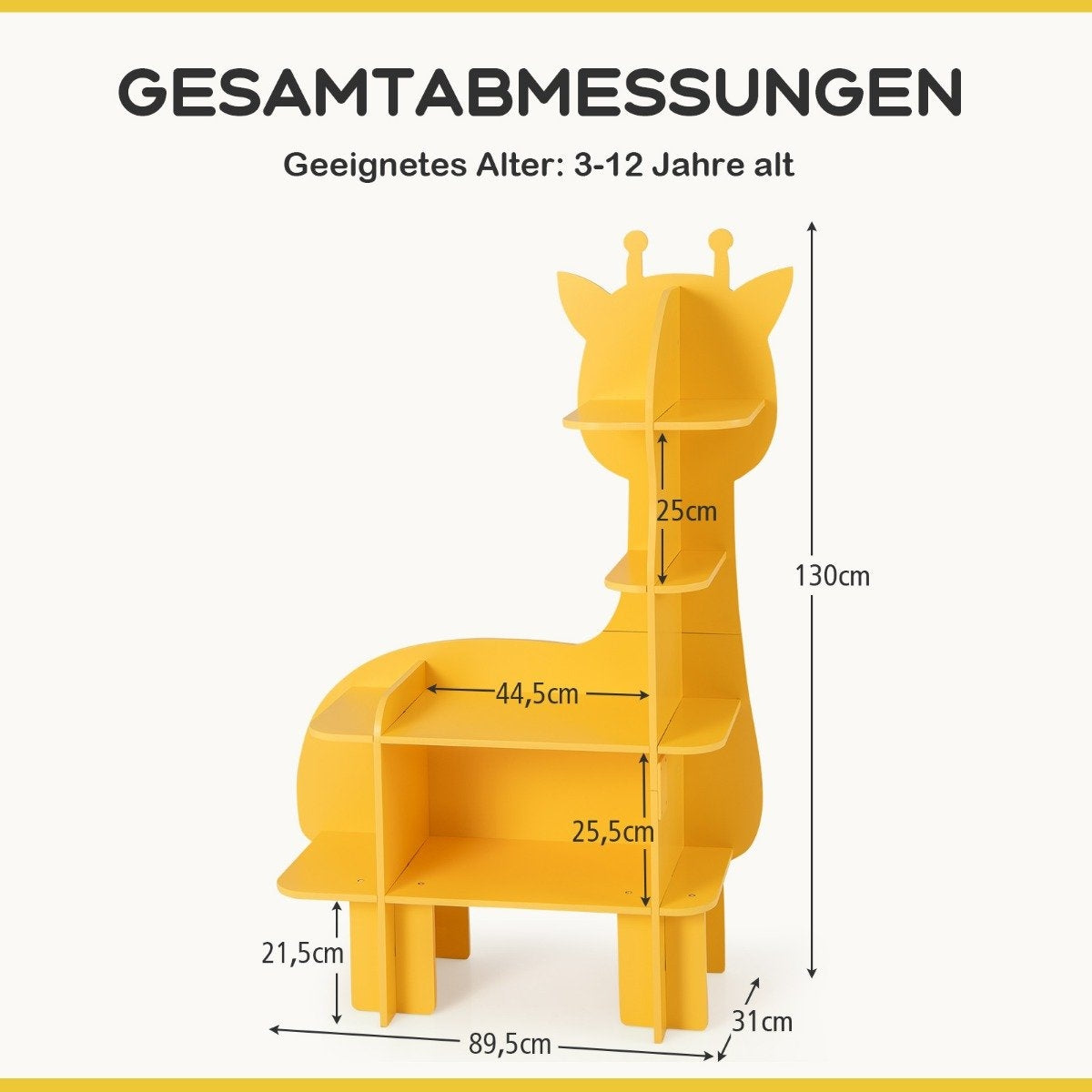Giraffe bokhylla för barn Leksaksförvaringsorganisator med öppna hyllor