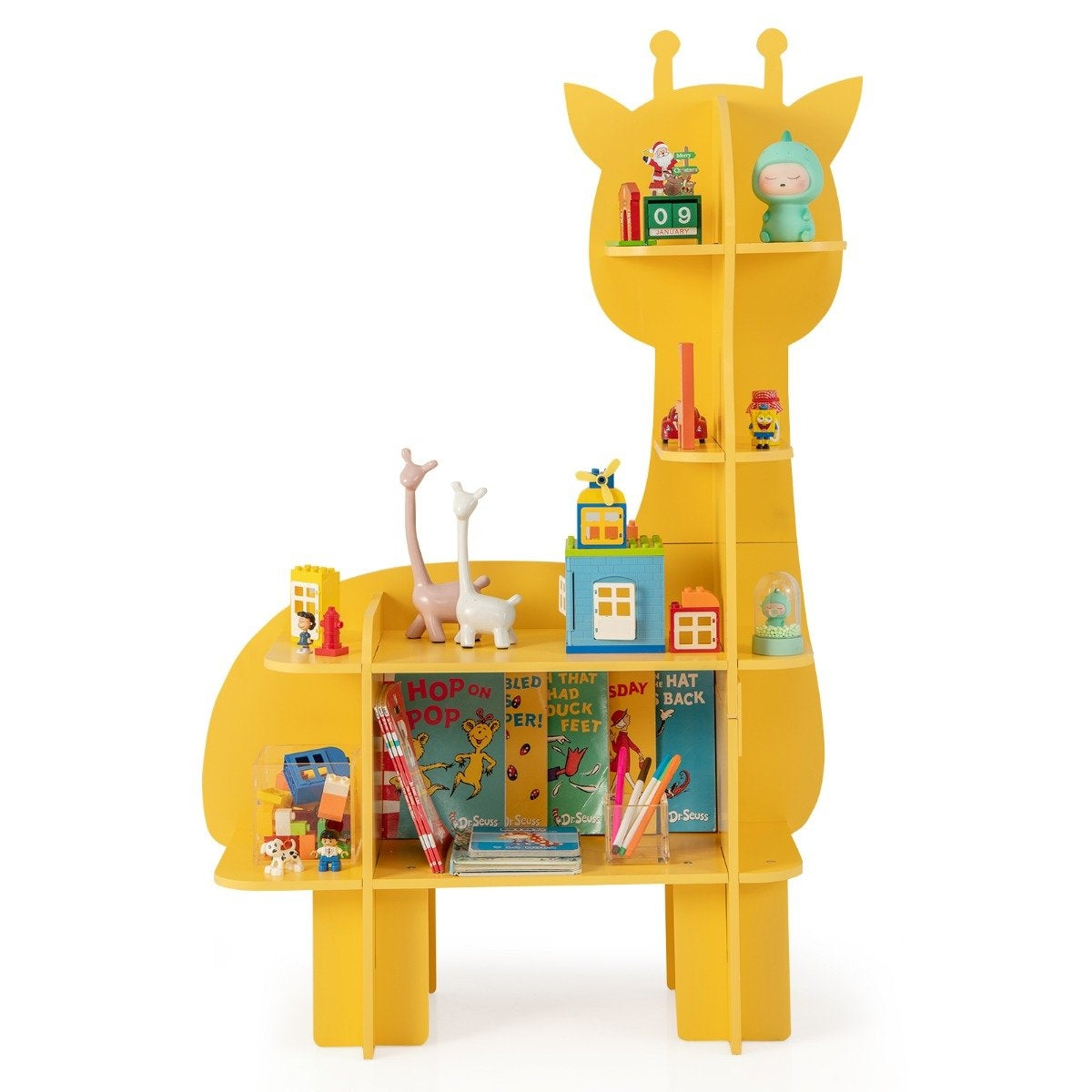 Giraffe bokhylla för barn Leksaksförvaringsorganisator med öppna hyllor