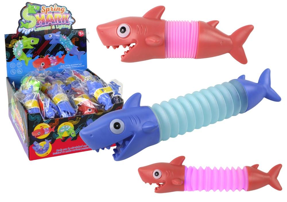 Glowing Stretchy Shark: Kreativt, antistress Pop Tube Legetøj