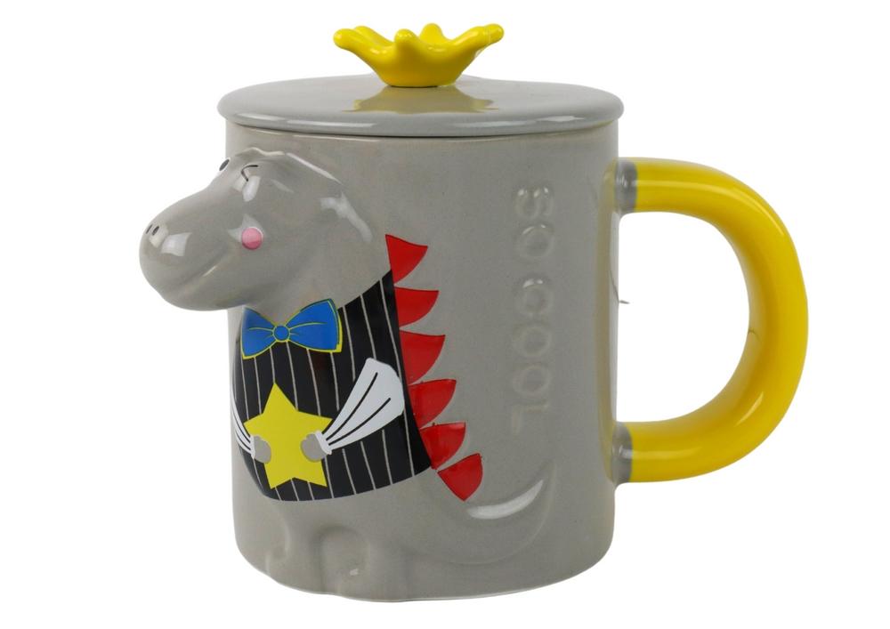 Grå 3D Dinosaur Infuser Mugg 400ml med lock & sked