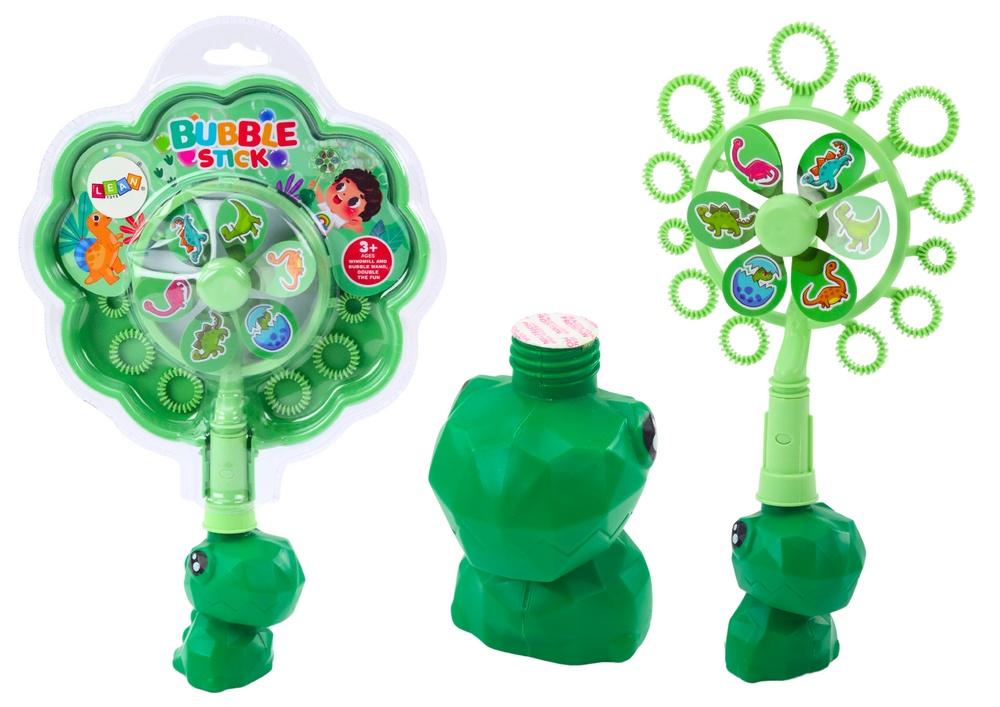 Green Dinosaur Bubble Pinwheel: Magical Soap Bubble Fun!