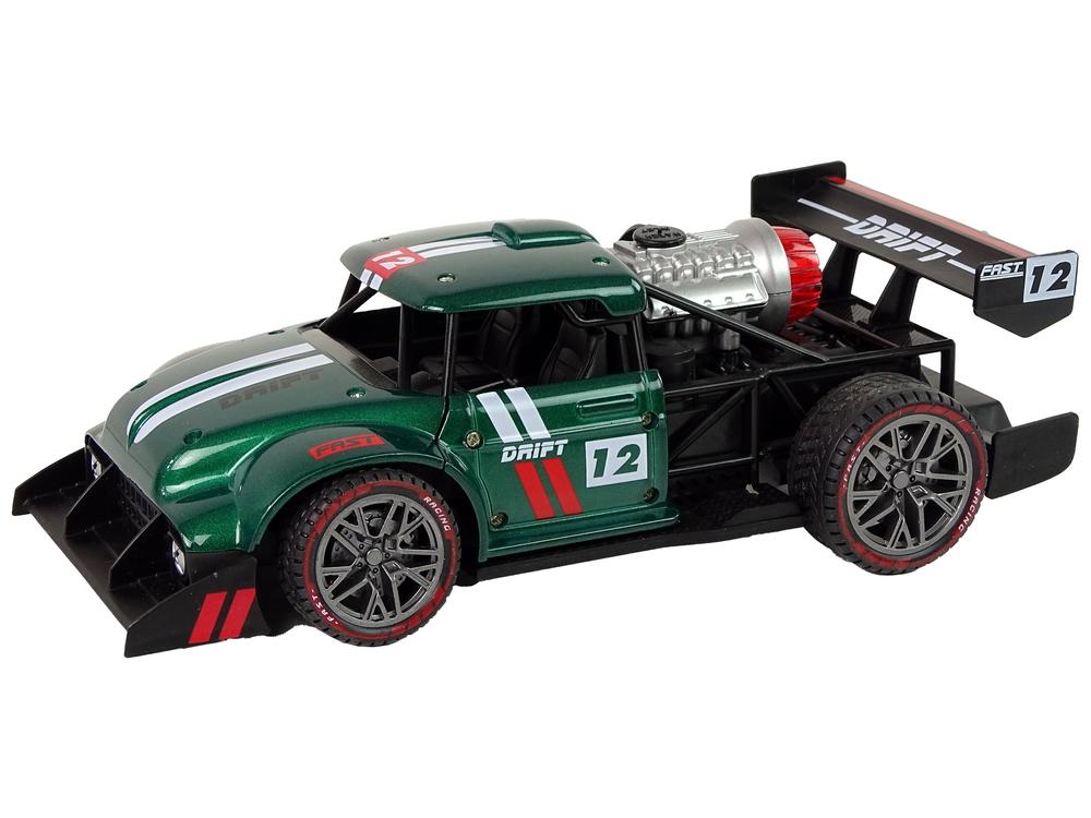 Grön 1:16 R/C sportbil med lampor och fjärrkontroll