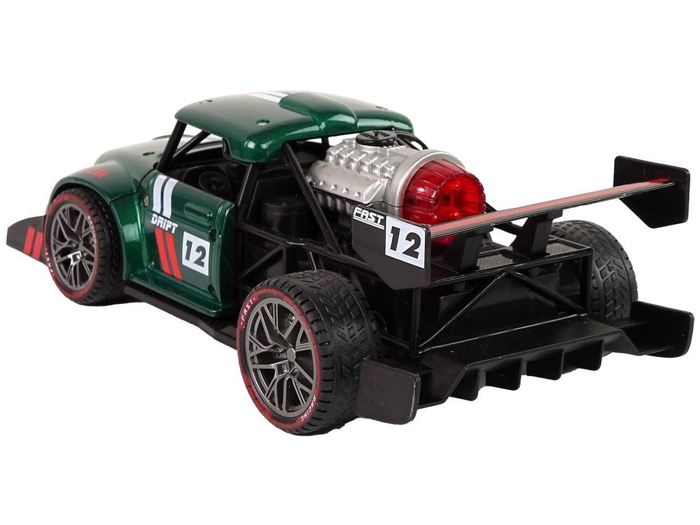 Grön 1:16 R/C sportbil med lampor och fjärrkontroll