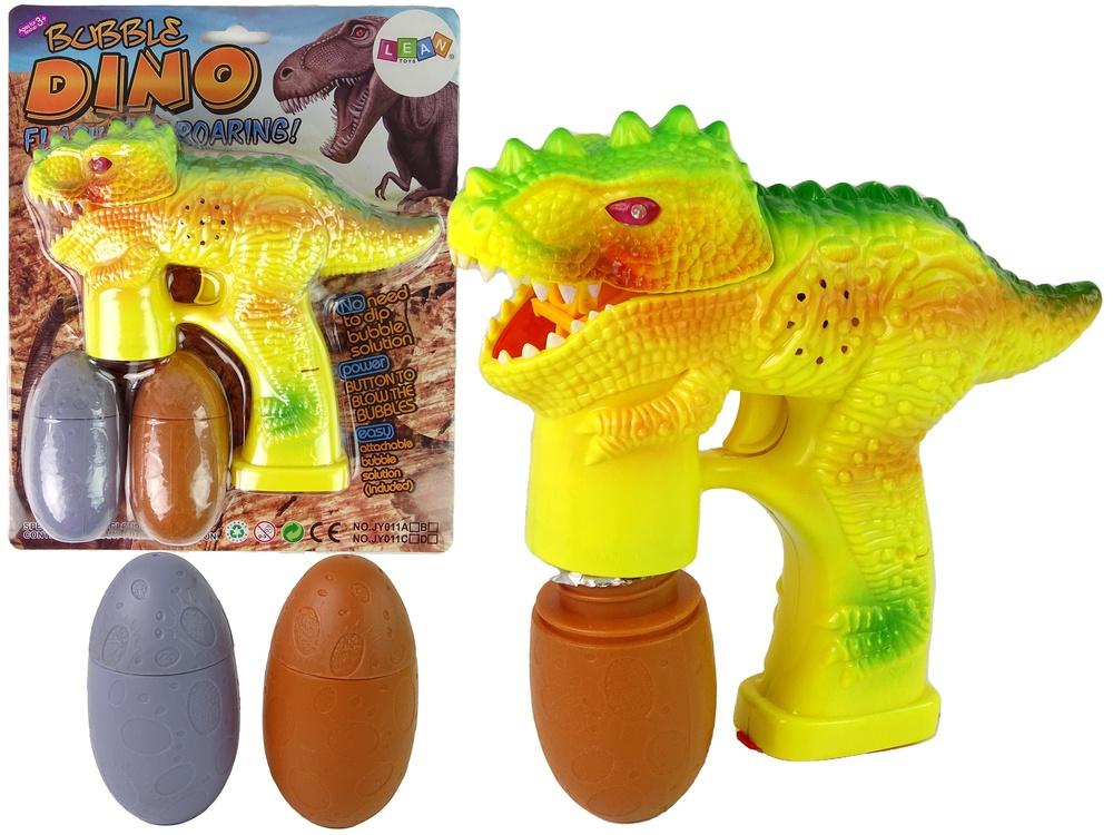 Gul Dino Bubble Maker med eggevæske - moro for barn!