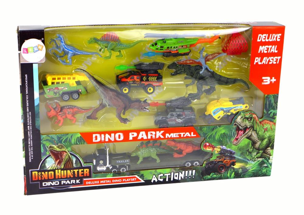 Helikopter &amp; Vehicle Dinosaur Set - 8 realistiske dinos