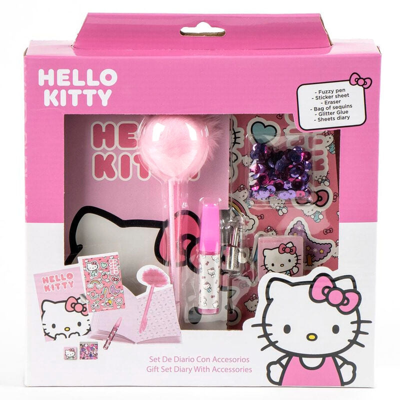 Hello Kitty Dagbok Set med klistermärken och färgglada sidor