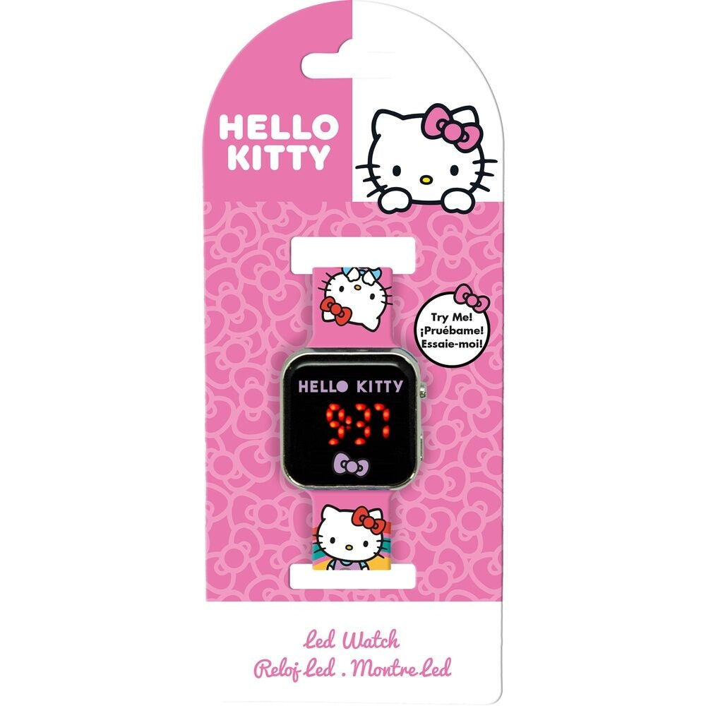 Hello Kitty LED-klocka för barn, justerbar rem, färgglad design