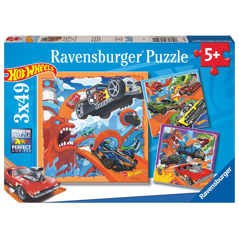 Hot Wheels-pussel, 3 set med 39 bitar i varje
