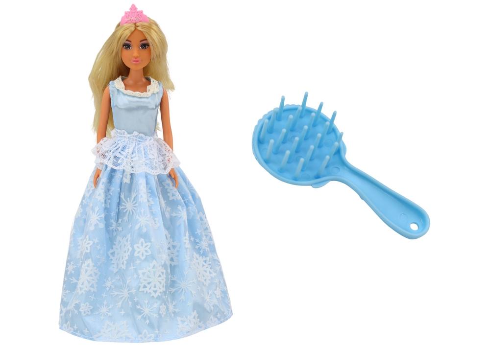 Ice Queen Doll: Blue Dress, Snowflake Brush, Winter Magic