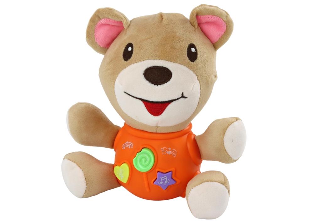 Interaktiv orange bamse med lyde og digte, 23 cm