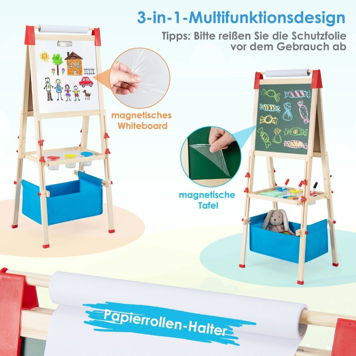 Justerbart staffli för barn med magnettavla och whiteboard