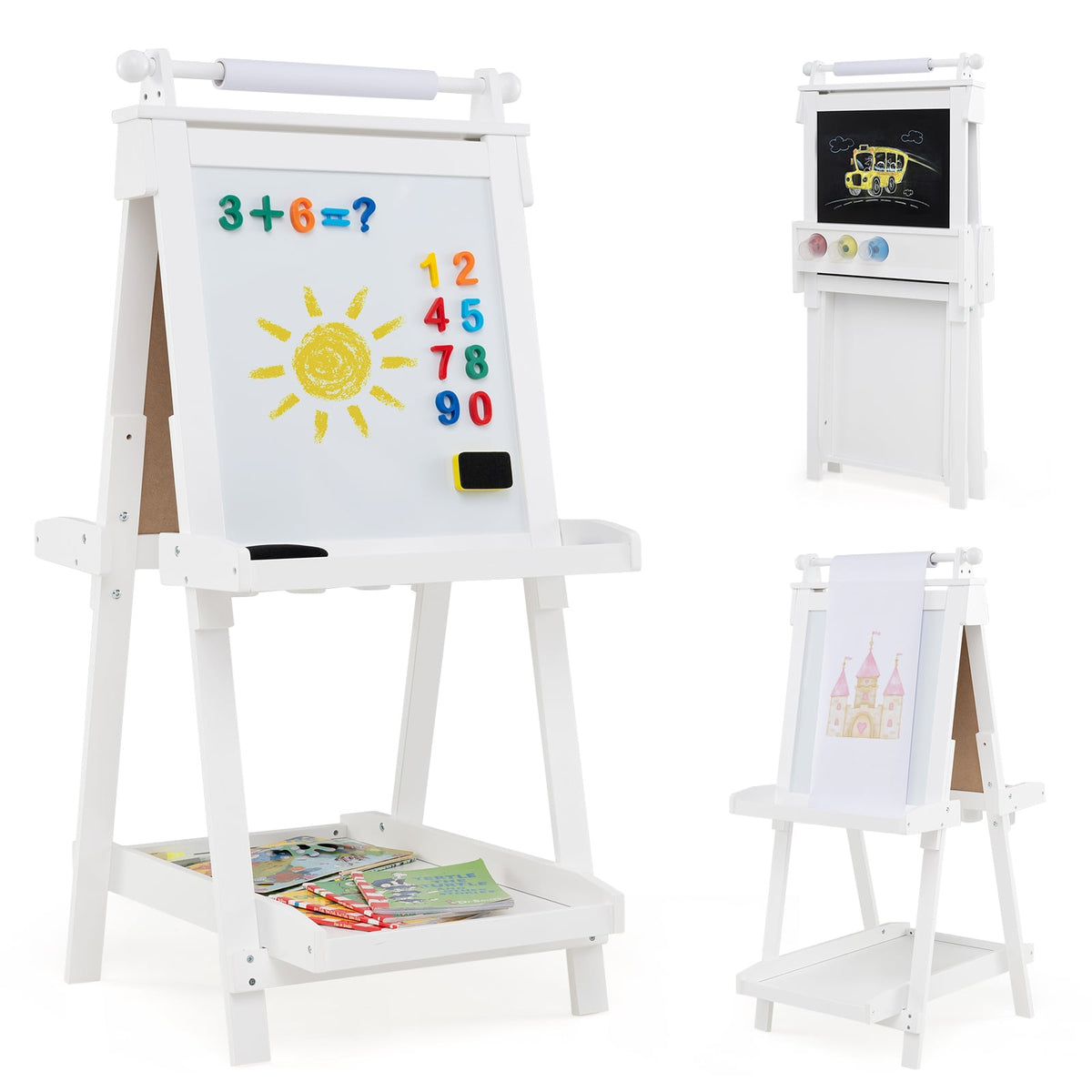 Justerbart staffli för barn med whiteboard och magnettavla