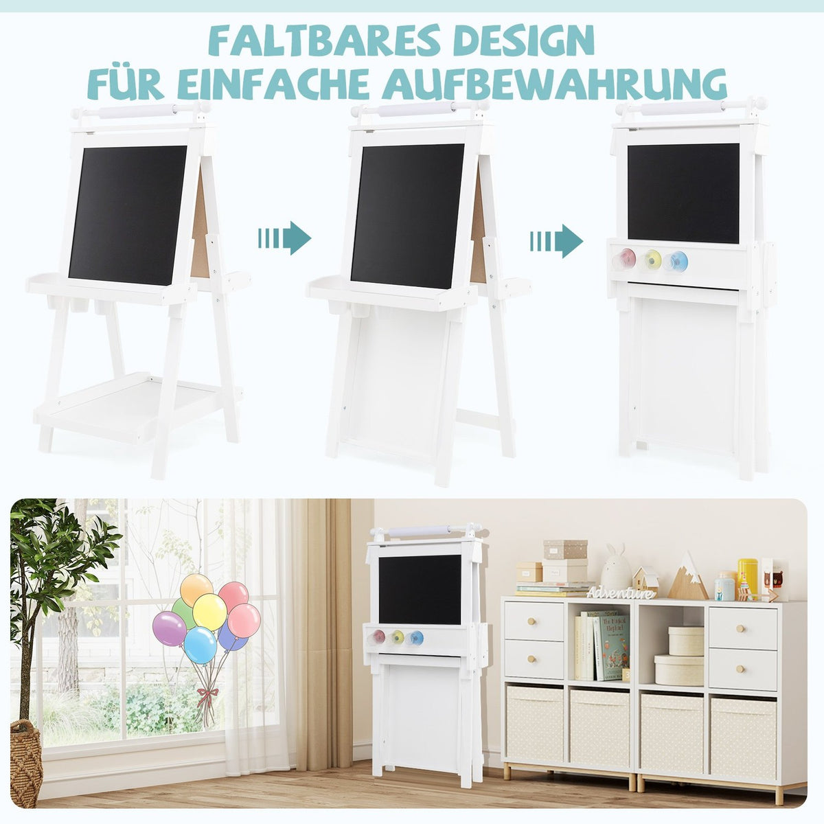 Justerbart staffli för barn med whiteboard och magnettavla