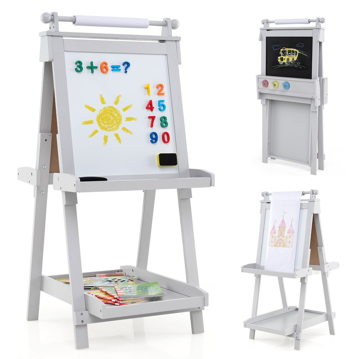 Justerbart staffli för barn med whiteboard och magnettavla