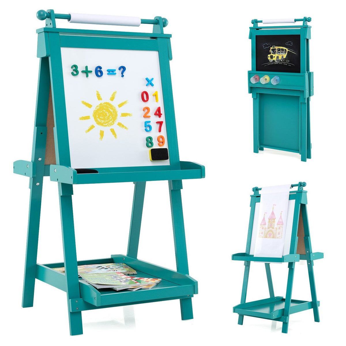 Justerbart staffli för barn med whiteboard och svarta tavla