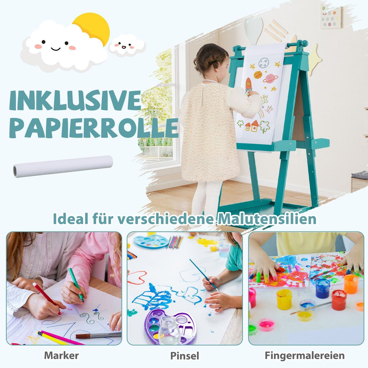 Justerbart staffli för barn med whiteboard och svarta tavla