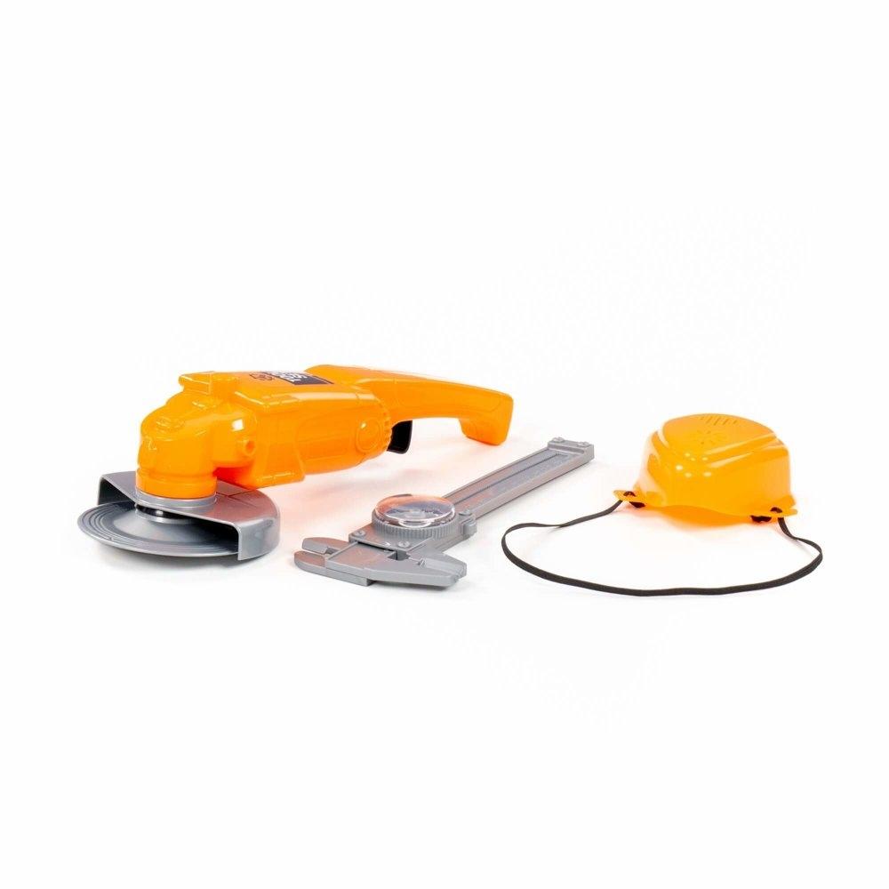 Kids DIY Tool Set: Grinder, Mask, Caliper - Orange Fun!