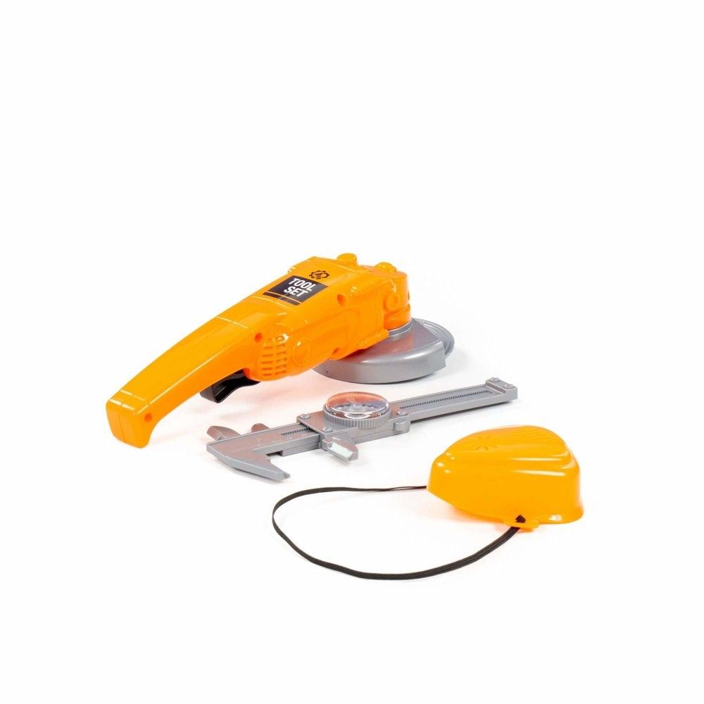 Kids DIY Tool Set: Grinder, Mask, Caliper - Orange Fun!