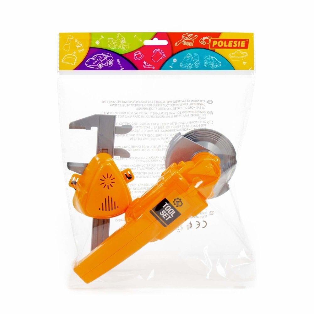 Kids DIY Tool Set: Grinder, Mask, Caliper - Orange Fun!