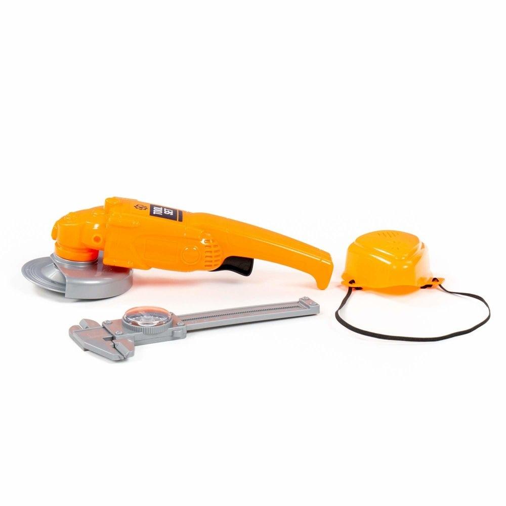 Kids DIY Tool Set: Grinder, Mask, Caliper - Orange Fun!