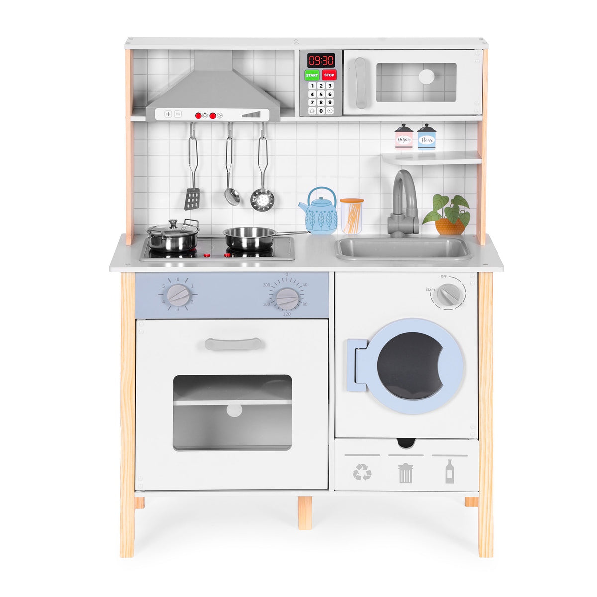 Kids Play Kitchen med ljud, LED, ugn, tvättmaskin och tillbehör ECOTOYS