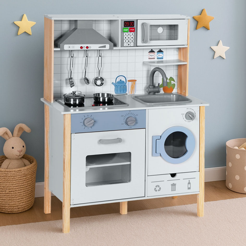 Kids Play Kitchen med ljud, LED, ugn, tvättmaskin och tillbehör ECOTOYS