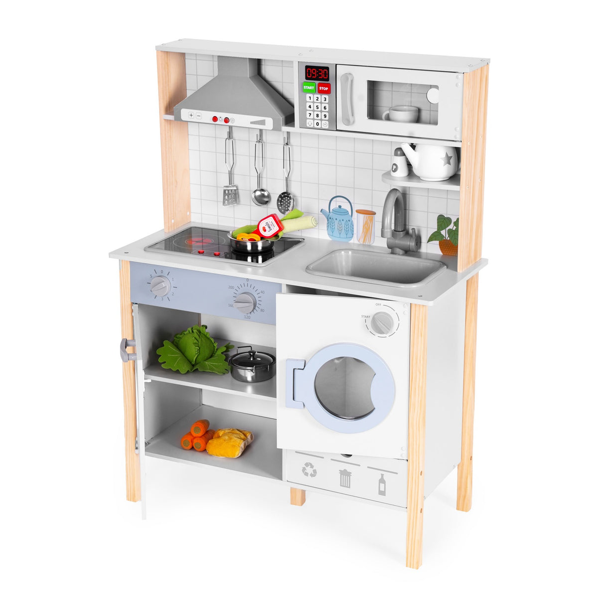 Kids Play Kitchen med ljud, LED, ugn, tvättmaskin och tillbehör ECOTOYS