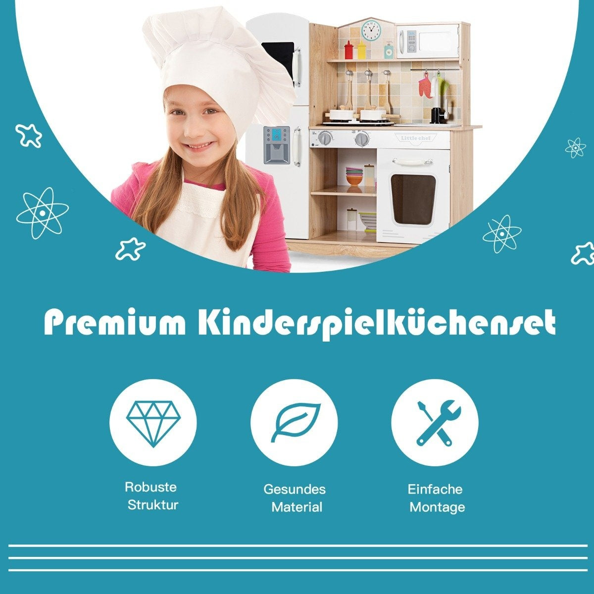 Kökslekset för barn barnkök av trä 81 x 29 x 88,5 cm vit + natur
