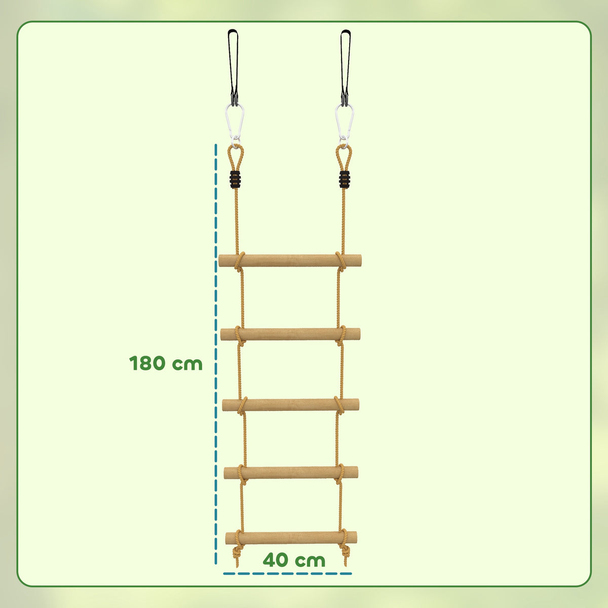 Klätterrepset för barn, 5 trästeg, 1,8 m rep