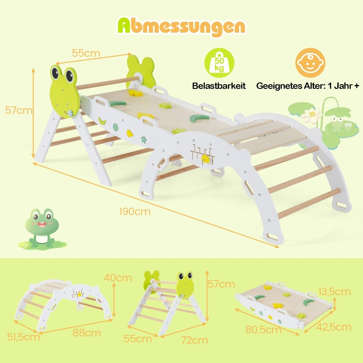 Klätterset för småbarn med rutschkana och ramp – 7-i-1 lekgym