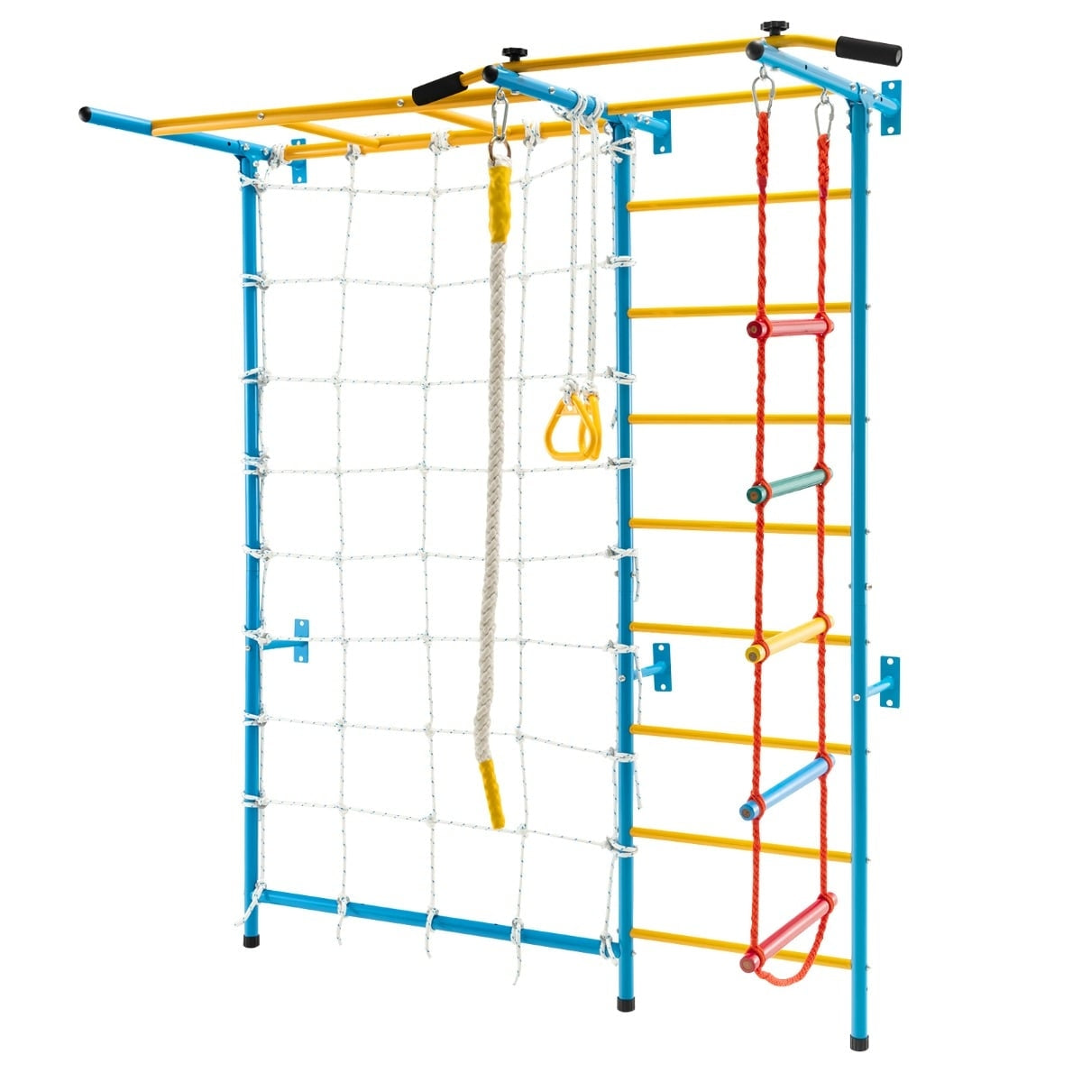 Klätterväggsset för barn inomhus, 7-i-1, 197,5 x 83,5 x 223 cm