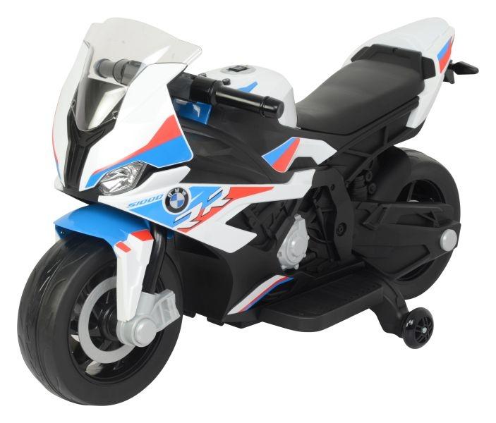 Kraftig hvit BMW S1000RR Ride-On med batterimotor