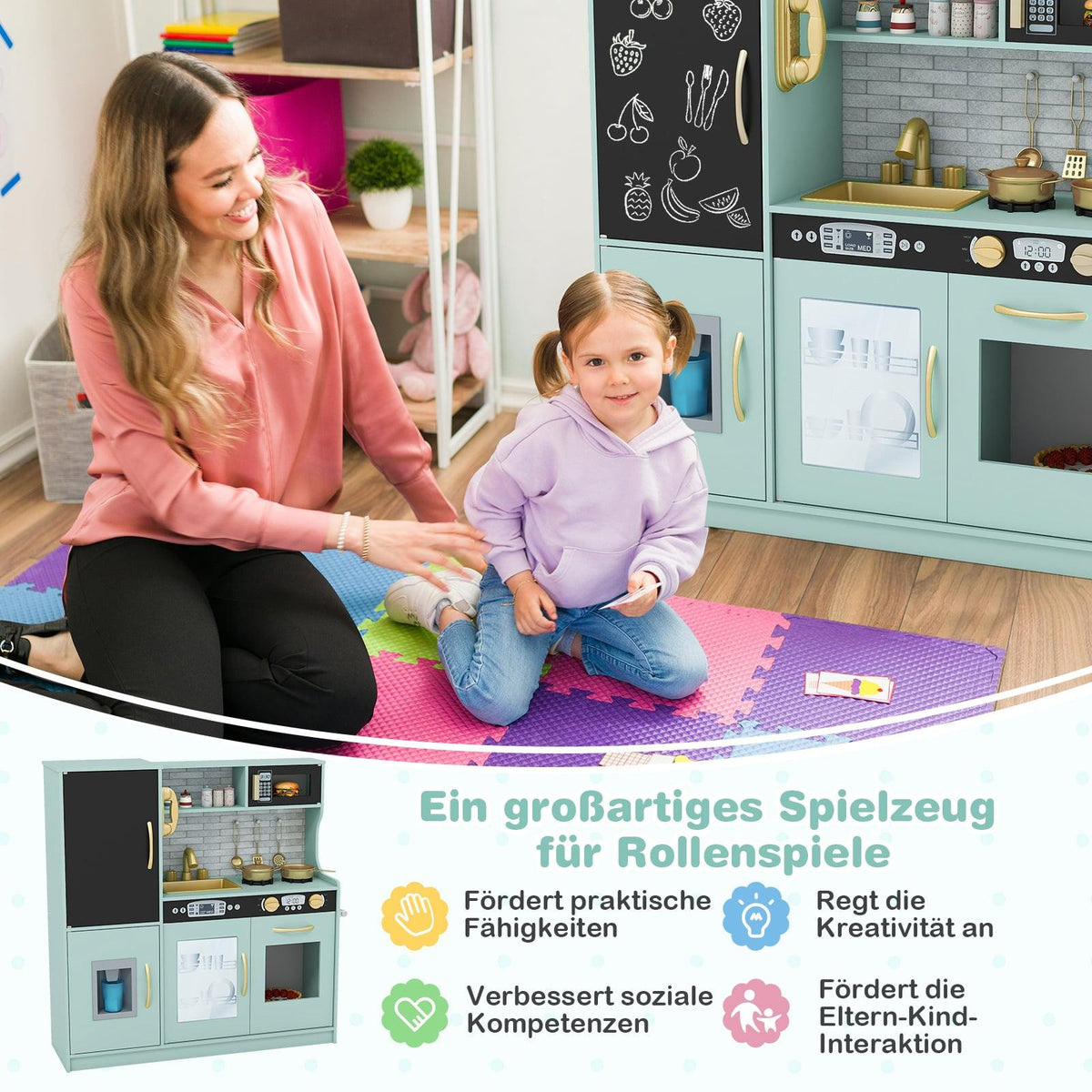 Lekköksset med griffeltavla, diskho och ugn – Grönt