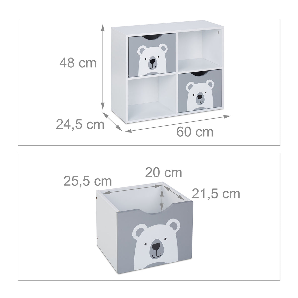 Leksaksförvaringshylla med 4 fack, Bear Design