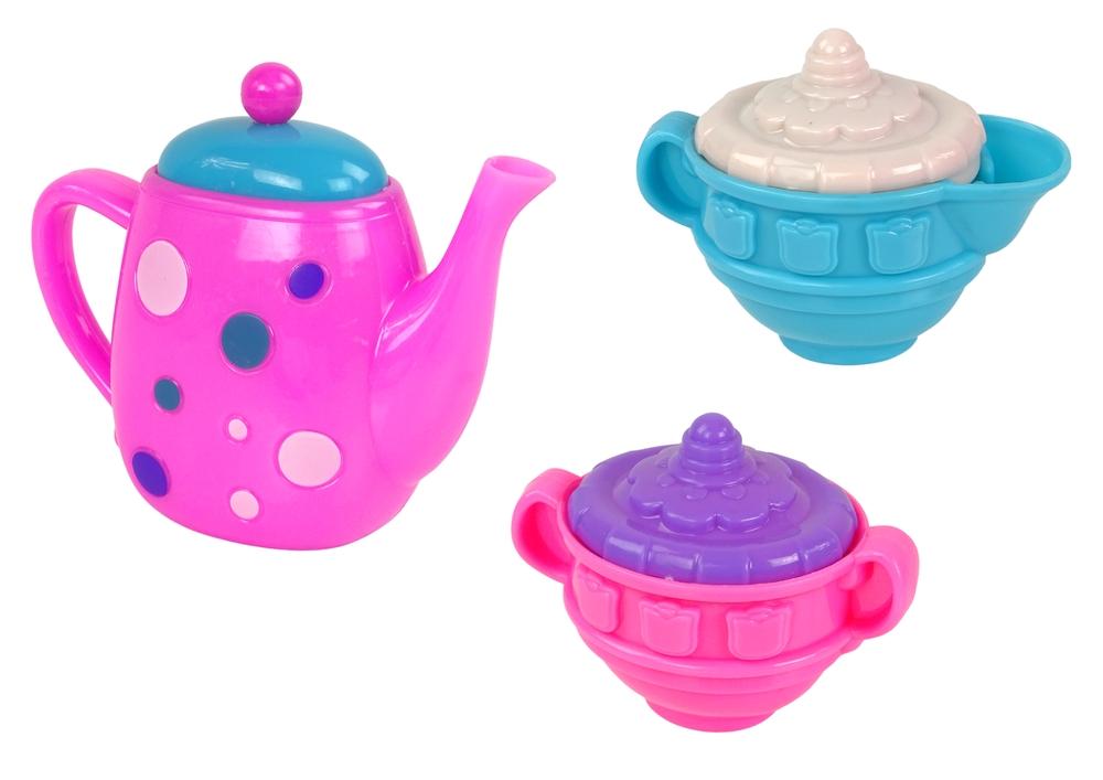 Lila Tea Party Set: koppar, tallrikar, bestick och skålar för barn