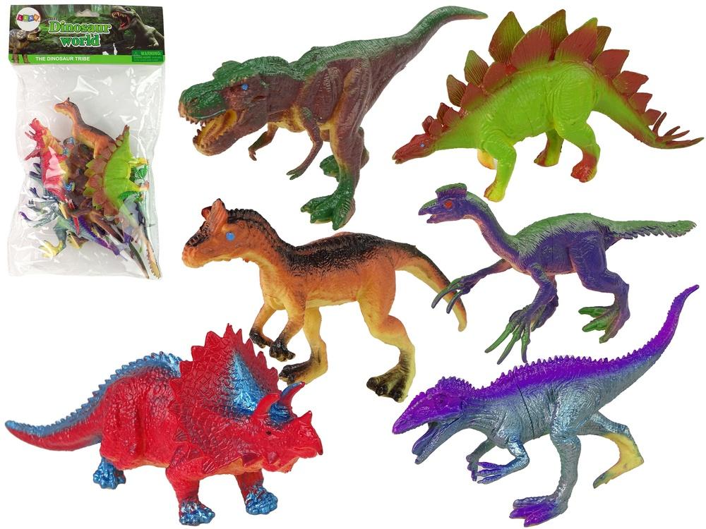 Livliga dinosauriefigurer Set: 6 realistiska bitar + träd och ägg