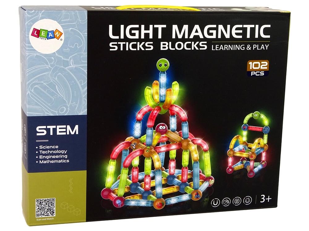 Ljusande 102-delade magnetblockset med LED-ljus