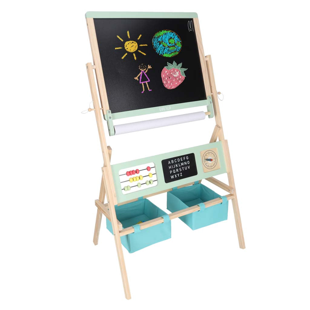Magnetisk staffli, dubbelsidig krita och whiteboardtavla för barn