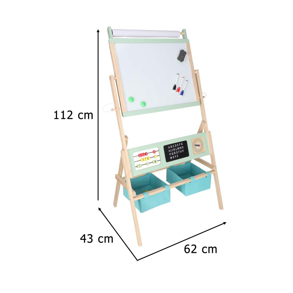 Magnetisk staffli, dubbelsidig krita och whiteboardtavla för barn