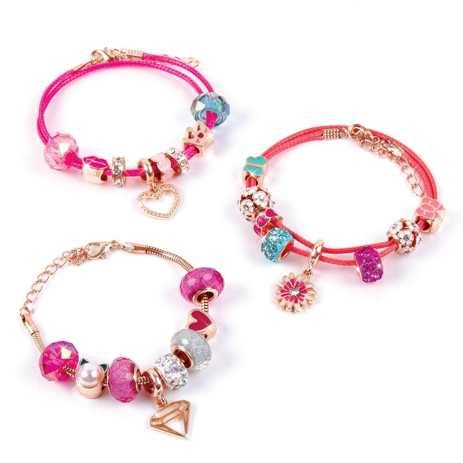 Gør det til ægte gør-det-selv Halo Charms-armbåndssæt "Think Pink"