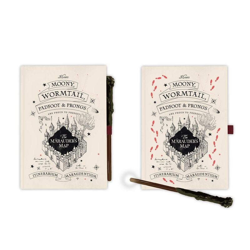 Marauders Map A5 Notebook med Wand Pen för Harry Potter Fans