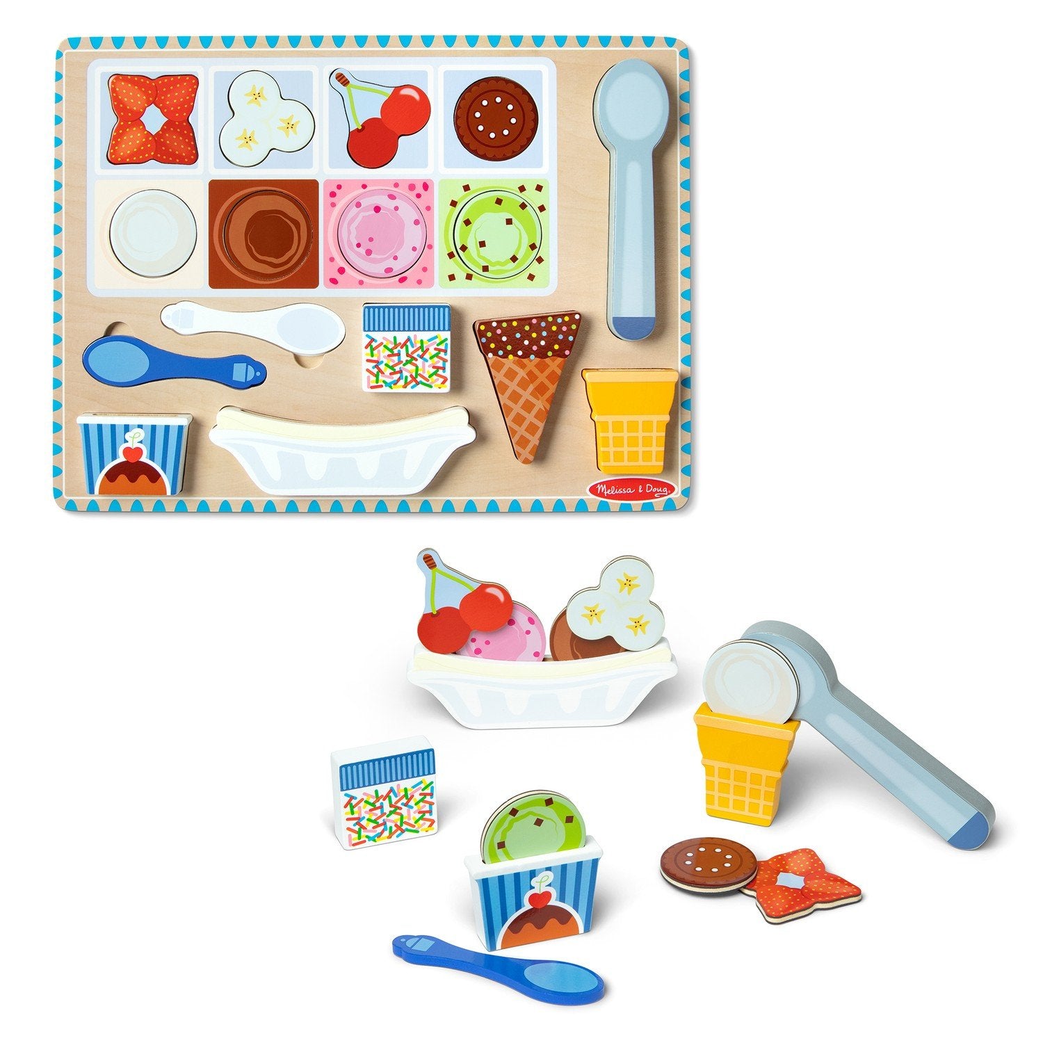 Melissa &amp; Doug Magnetic Ice Cream Puslespil og trælegesæt